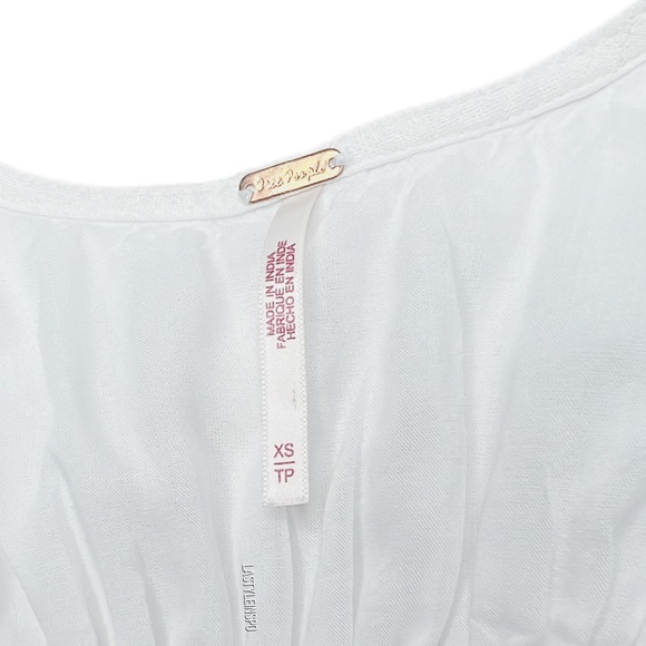 Free People Maxi Dress Cut Out Waist Bohemian Puffed Sleeves White Size XS - Picture 5 of 5